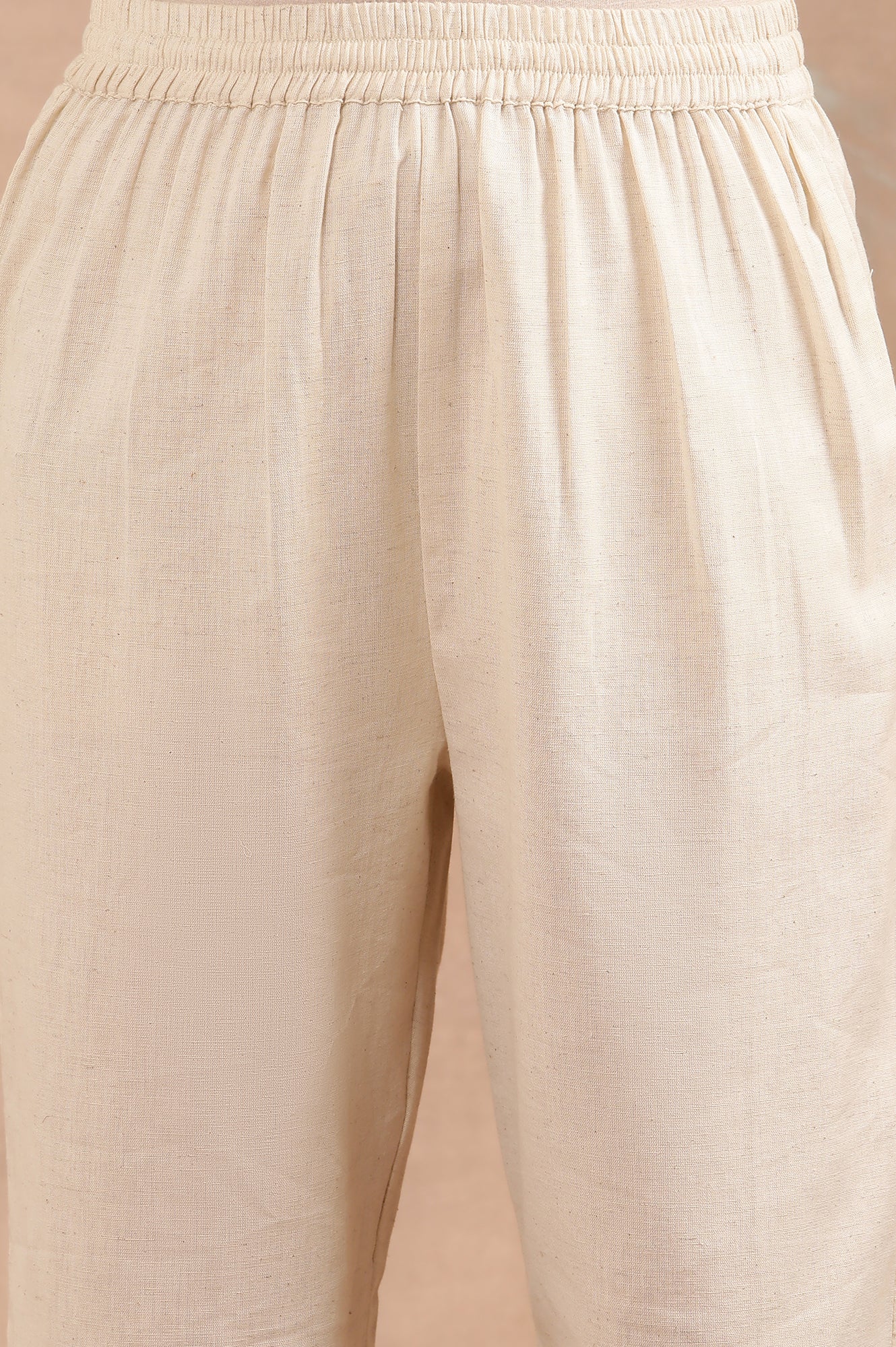 Beige Cotton Shiffli Kurta And Pants Set - Image 8