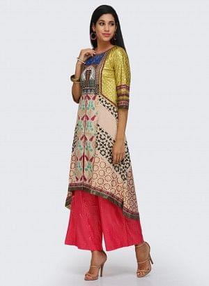 Beige & Yellow Printed kurta - Image 8