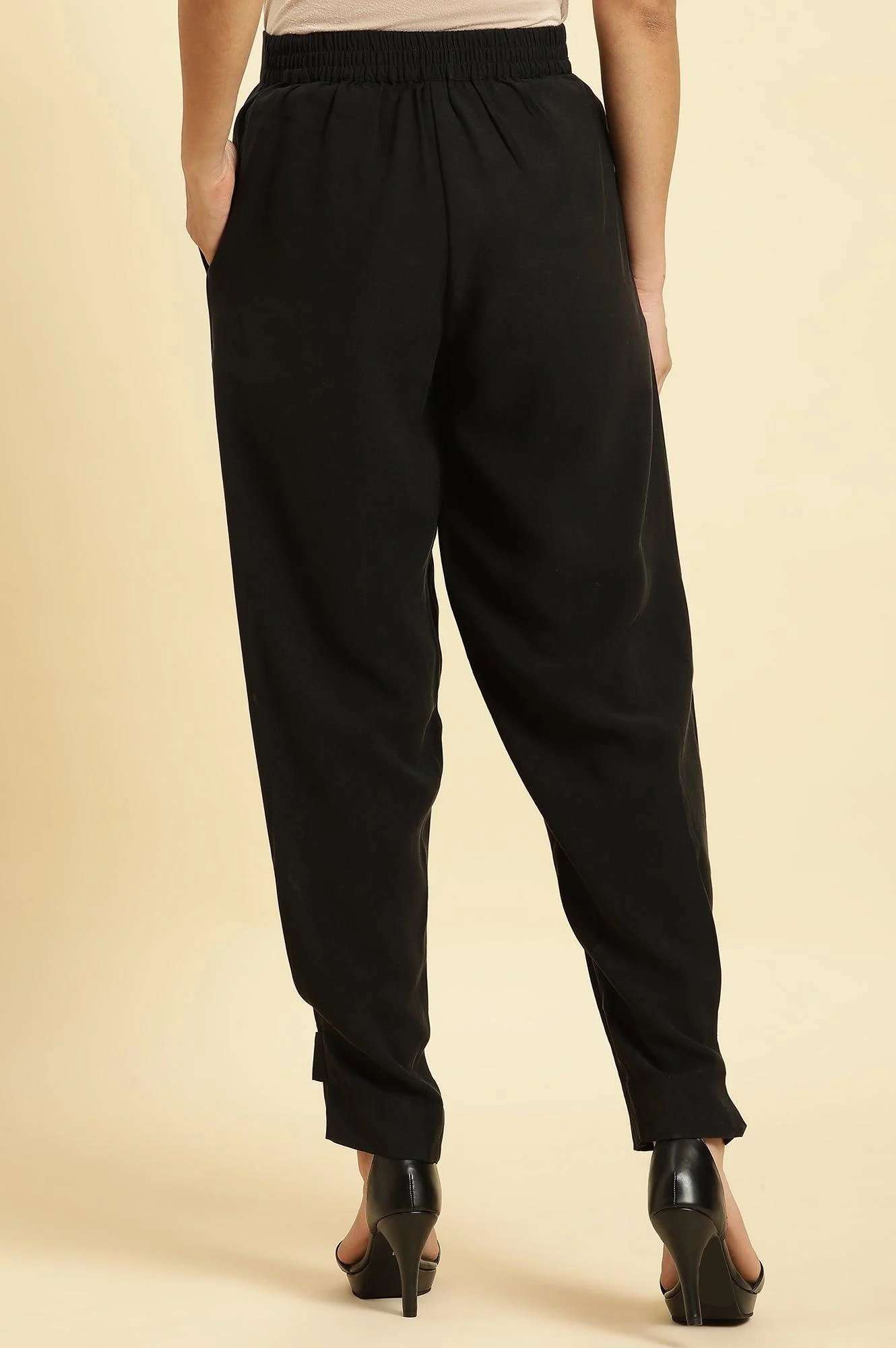 Black Straight Trouser With Button Tab On Hemline - Image 3