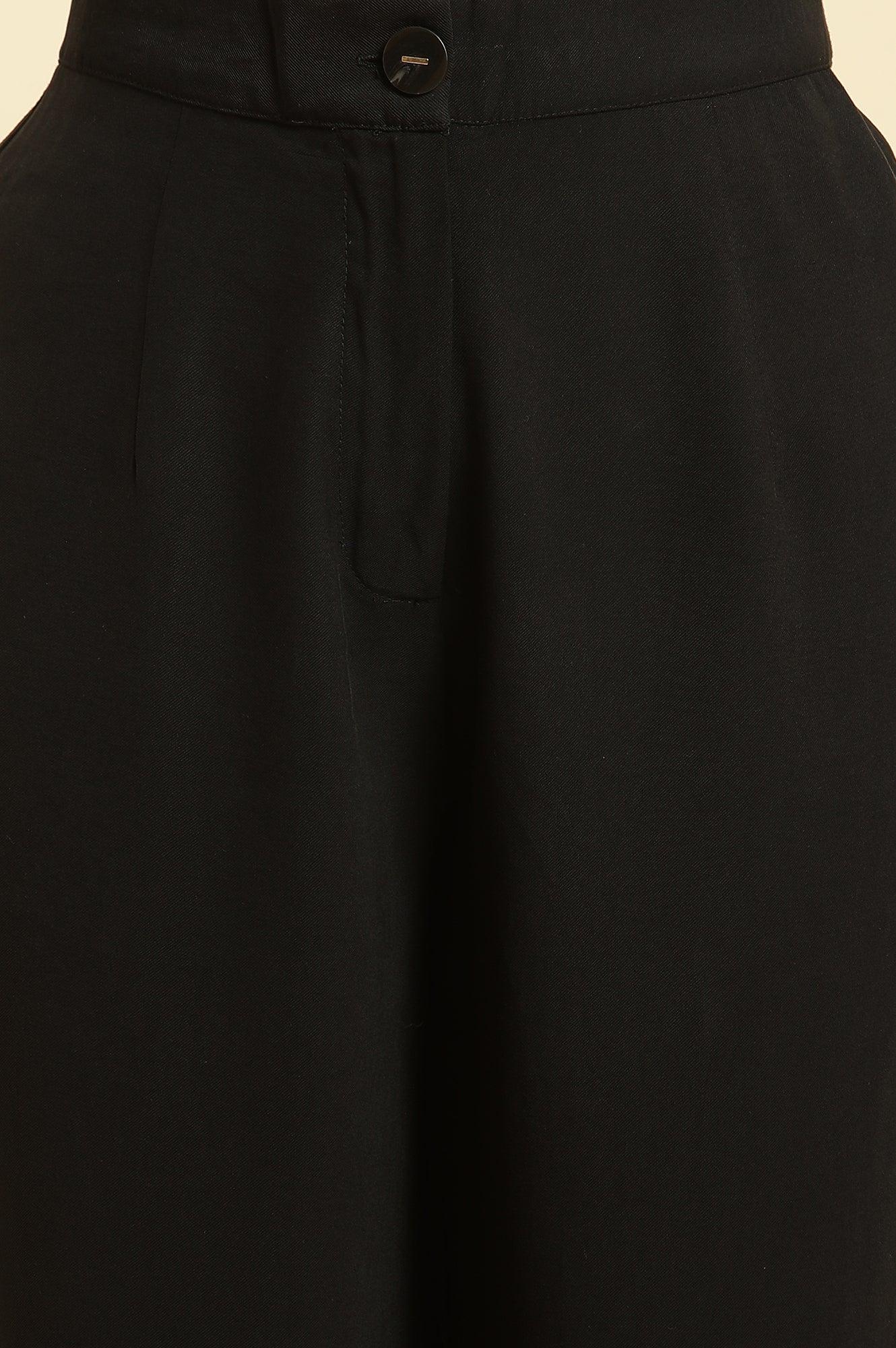 Black Straight Trouser With Button Tab On Hemline - Image 6