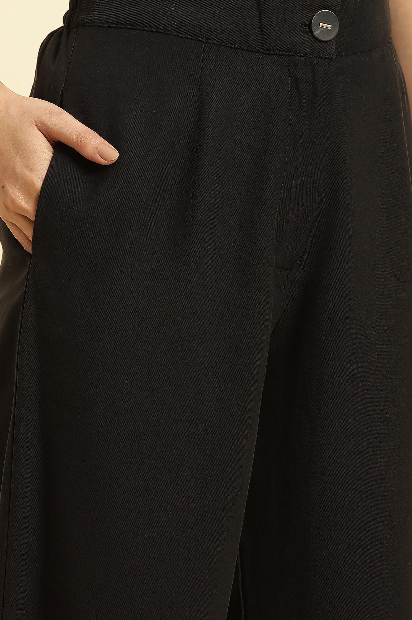 Black Straight Trouser With Button Tab On Hemline - Image 7
