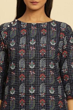 Blue Paisely Printed Kurta And Pants Set - Image 7
