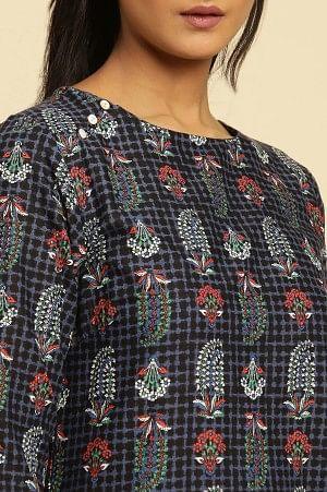 Blue Paisely Printed Kurta And Pants Set - Image 8