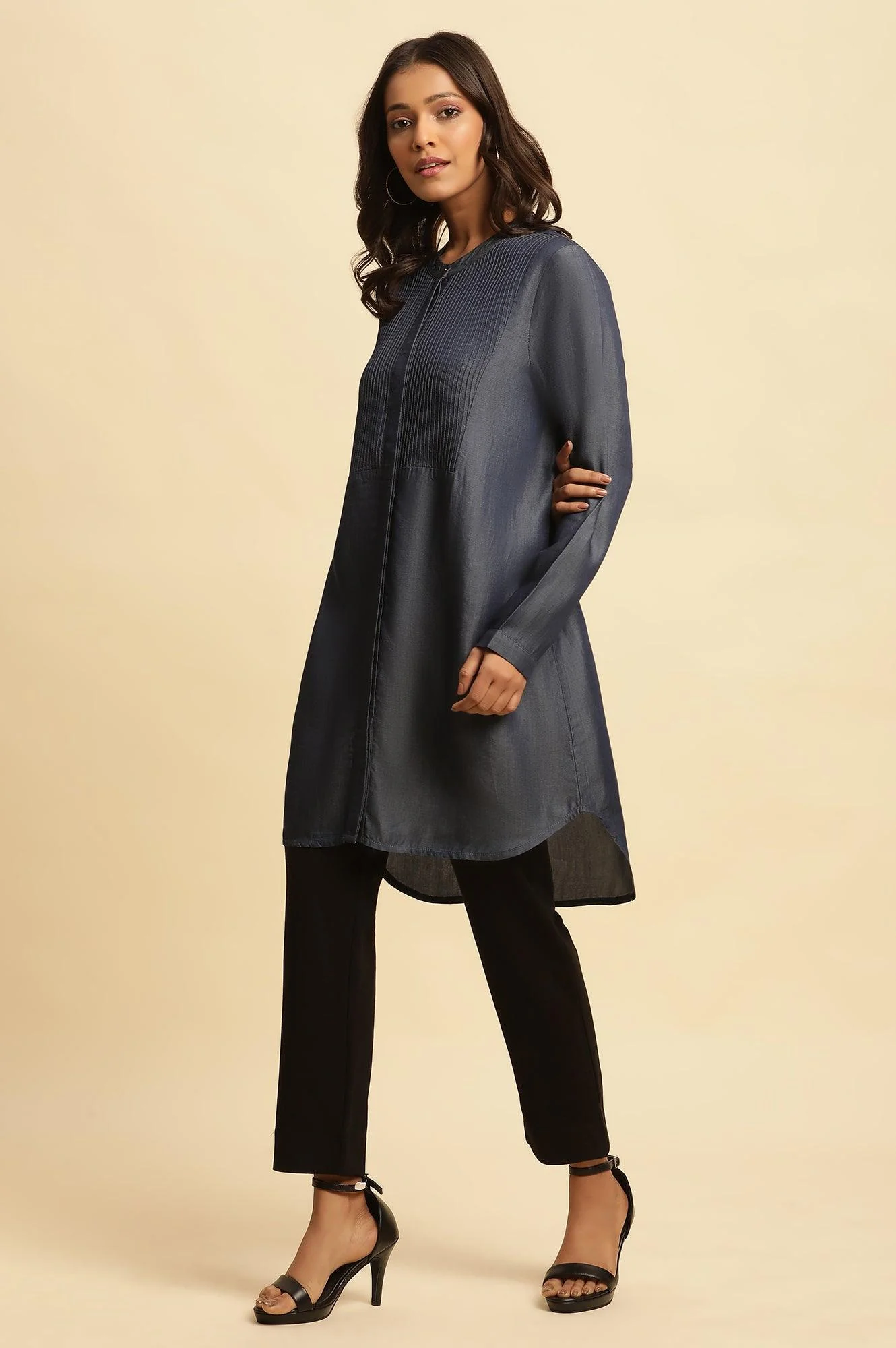 Blue Pintuck Denim Tunic - Image 3