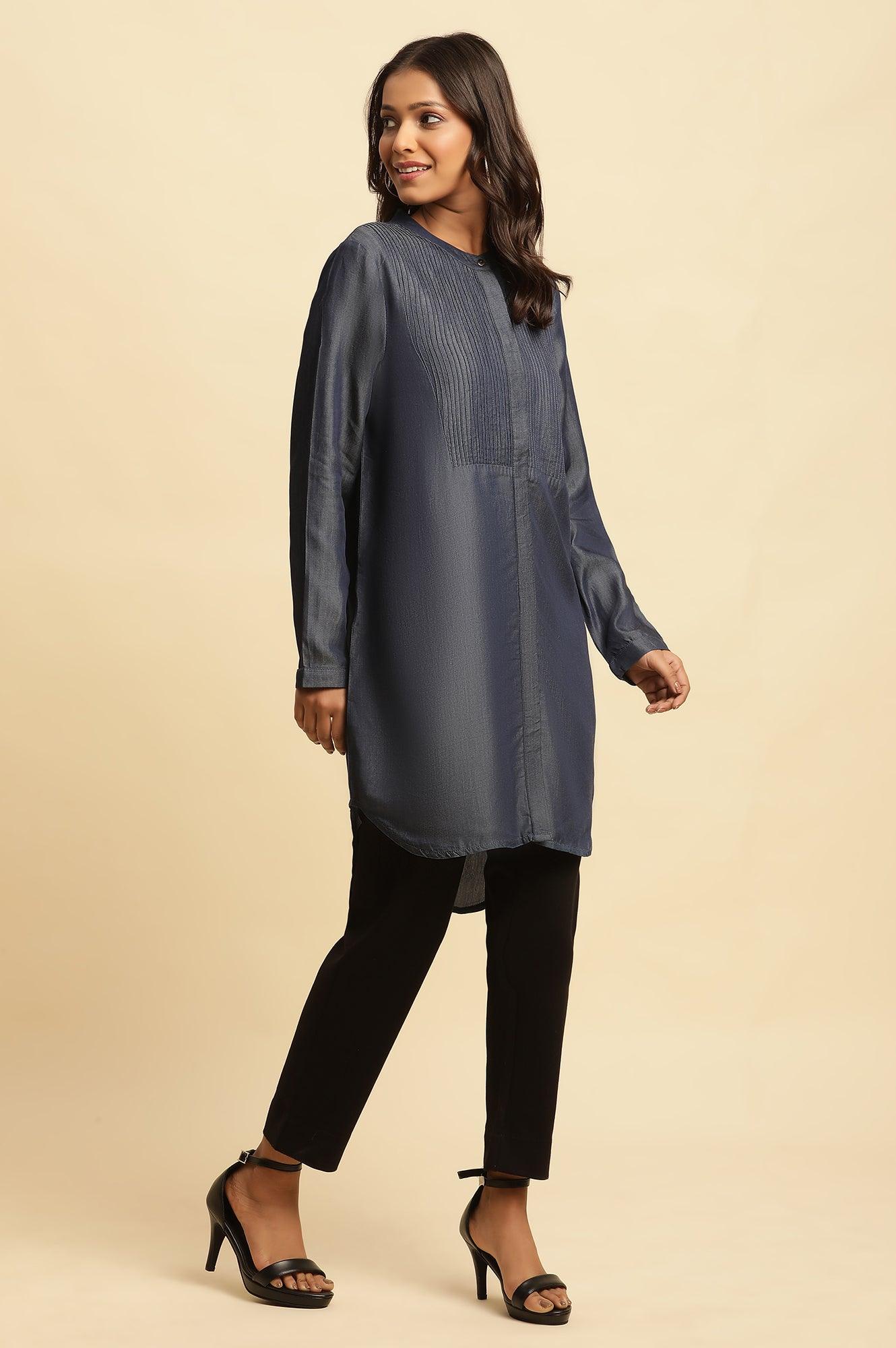 Blue Pintuck Denim Tunic - Image 5