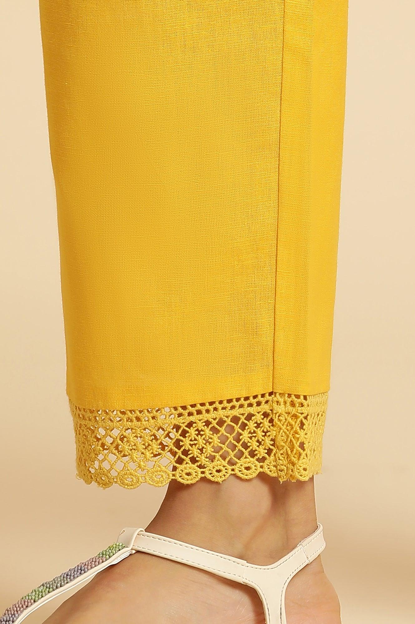 Bright Yellow Floral Printed Kurta & Pants Set - Image 9