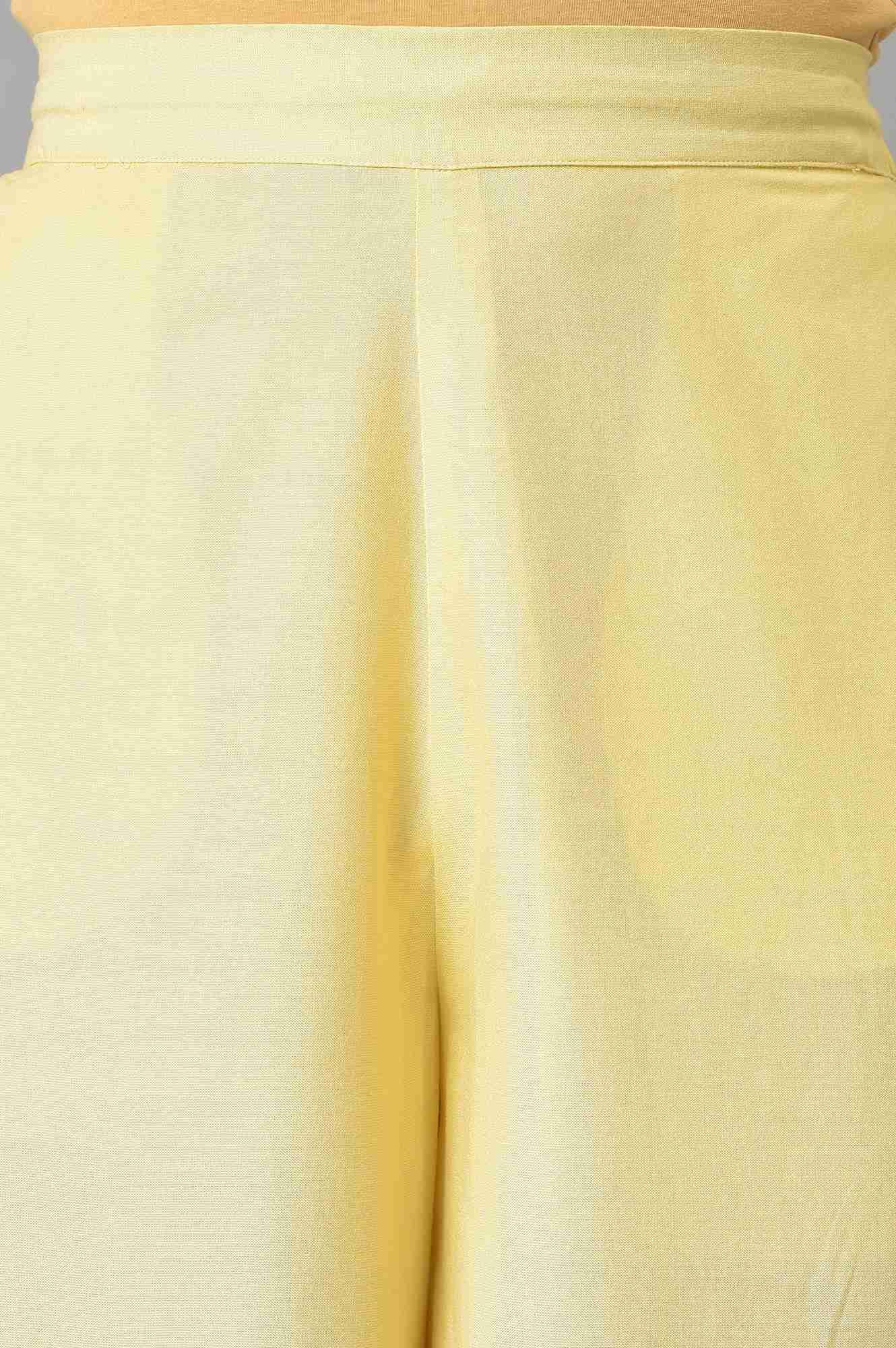 Lemonade Yellow Parallel Pants With Lace Border - Image 6