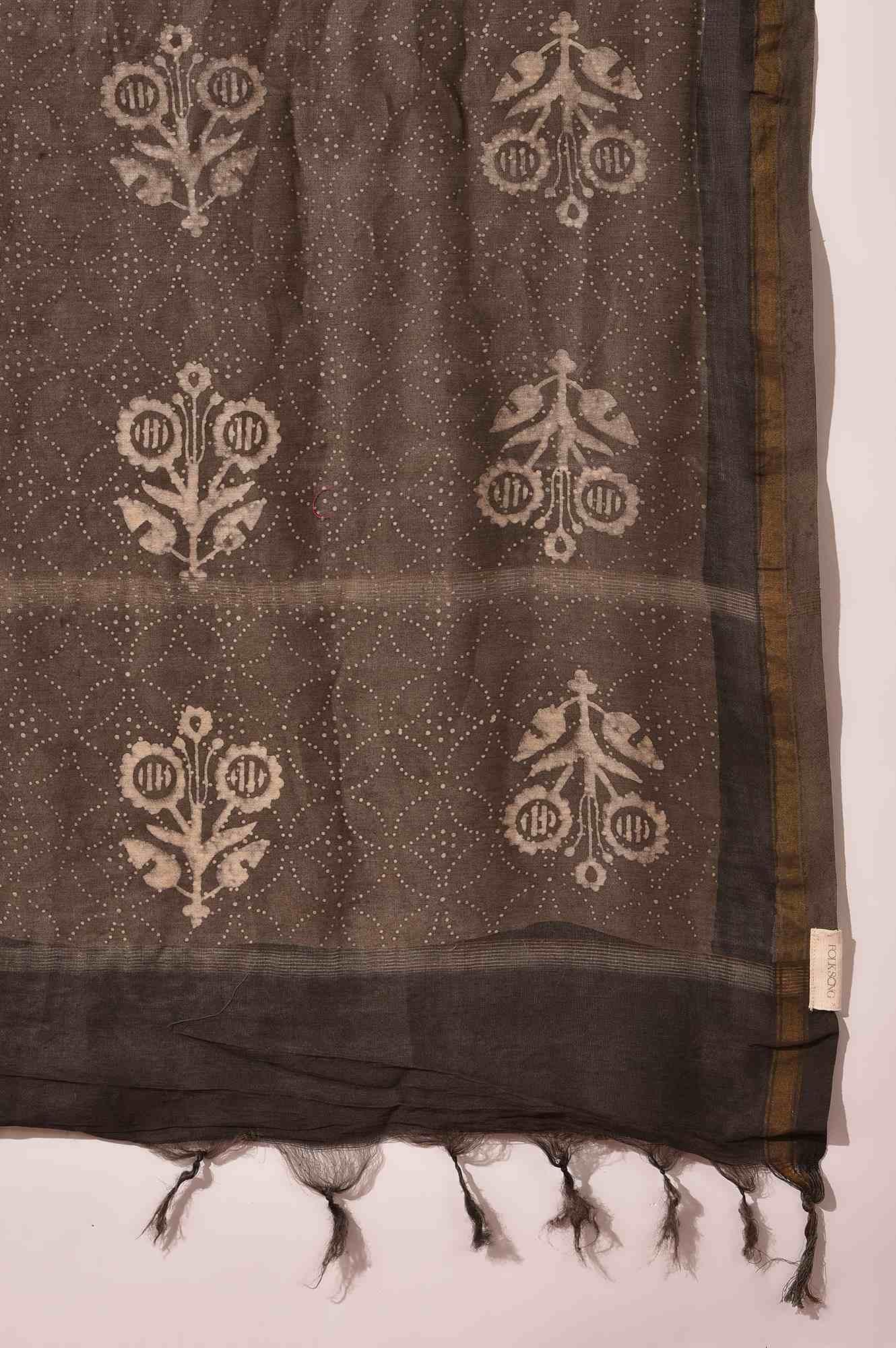 Light Brown Cotton Silk Printed Drape - Image 4
