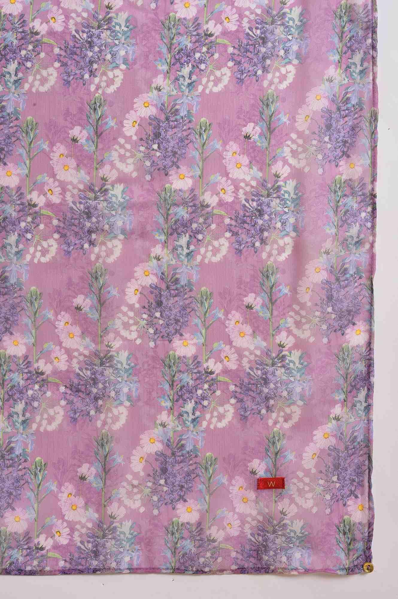 Light Pink Floral Printed kurta Set - Image 9