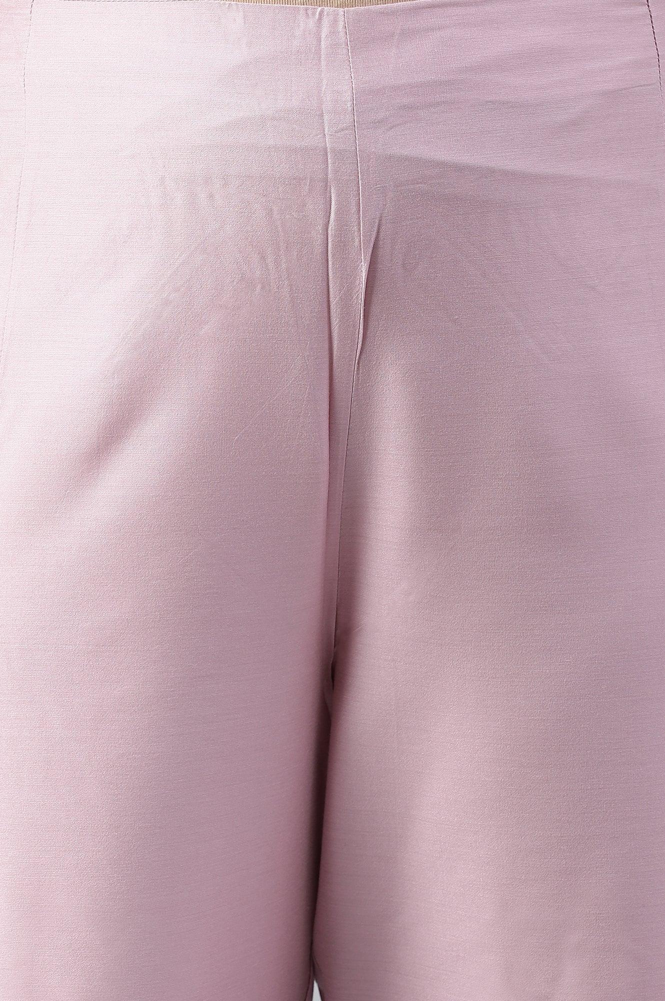 Light Pink Solid Women Plus Size Slim Pants - Image 5