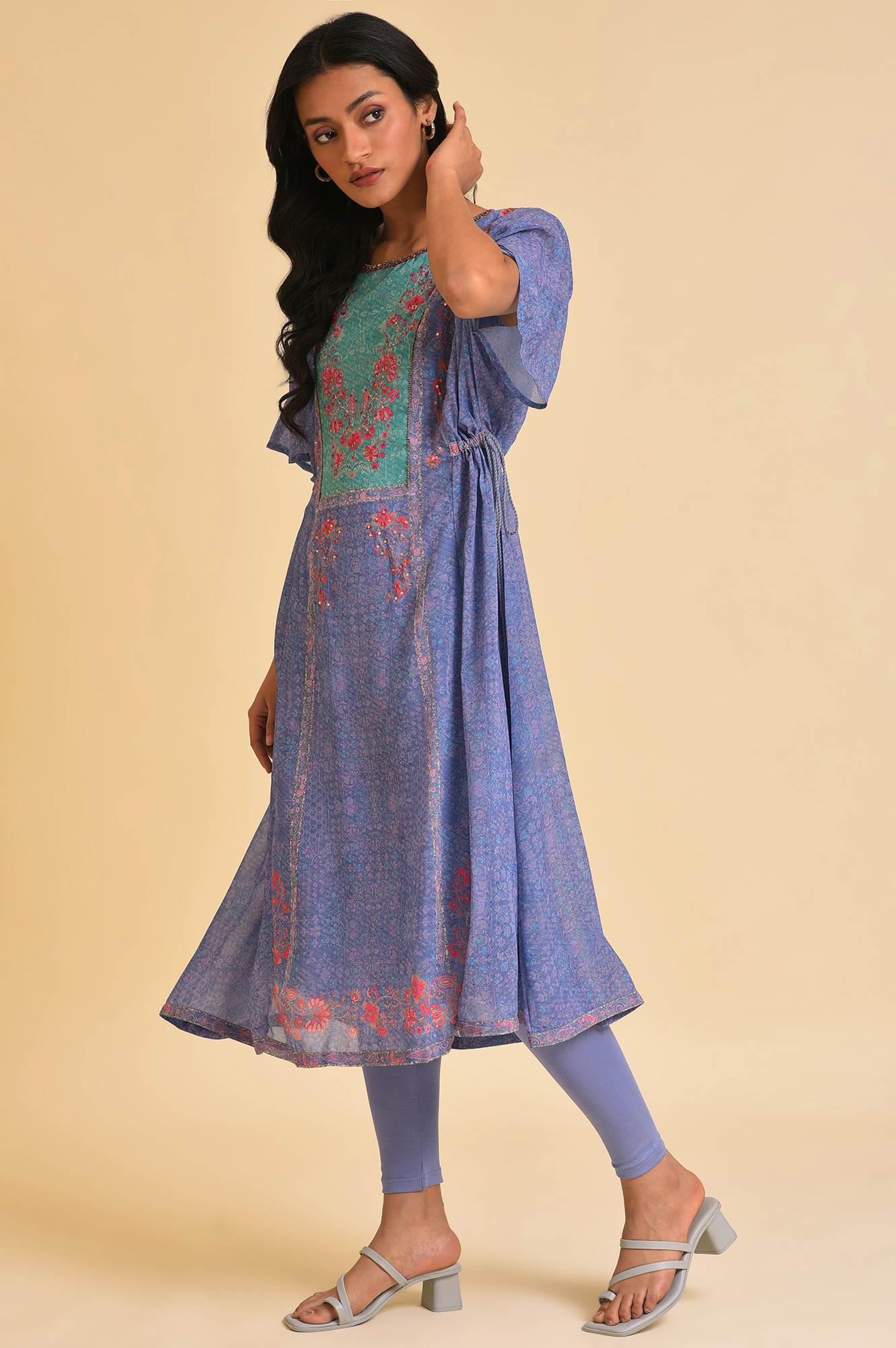 Light Purple A-Line Flowy Dress & Tights Set - Image 3