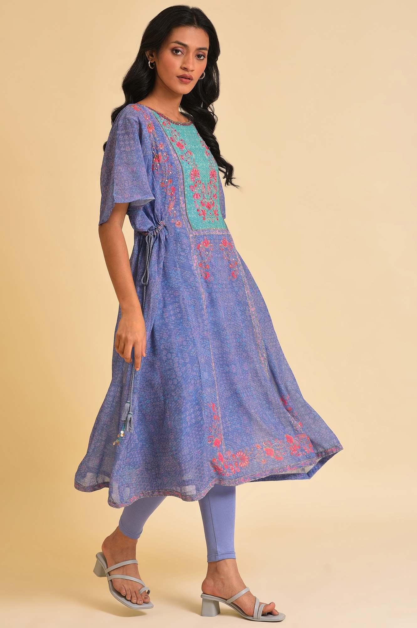 Light Purple A-Line Flowy Dress & Tights Set - Image 4