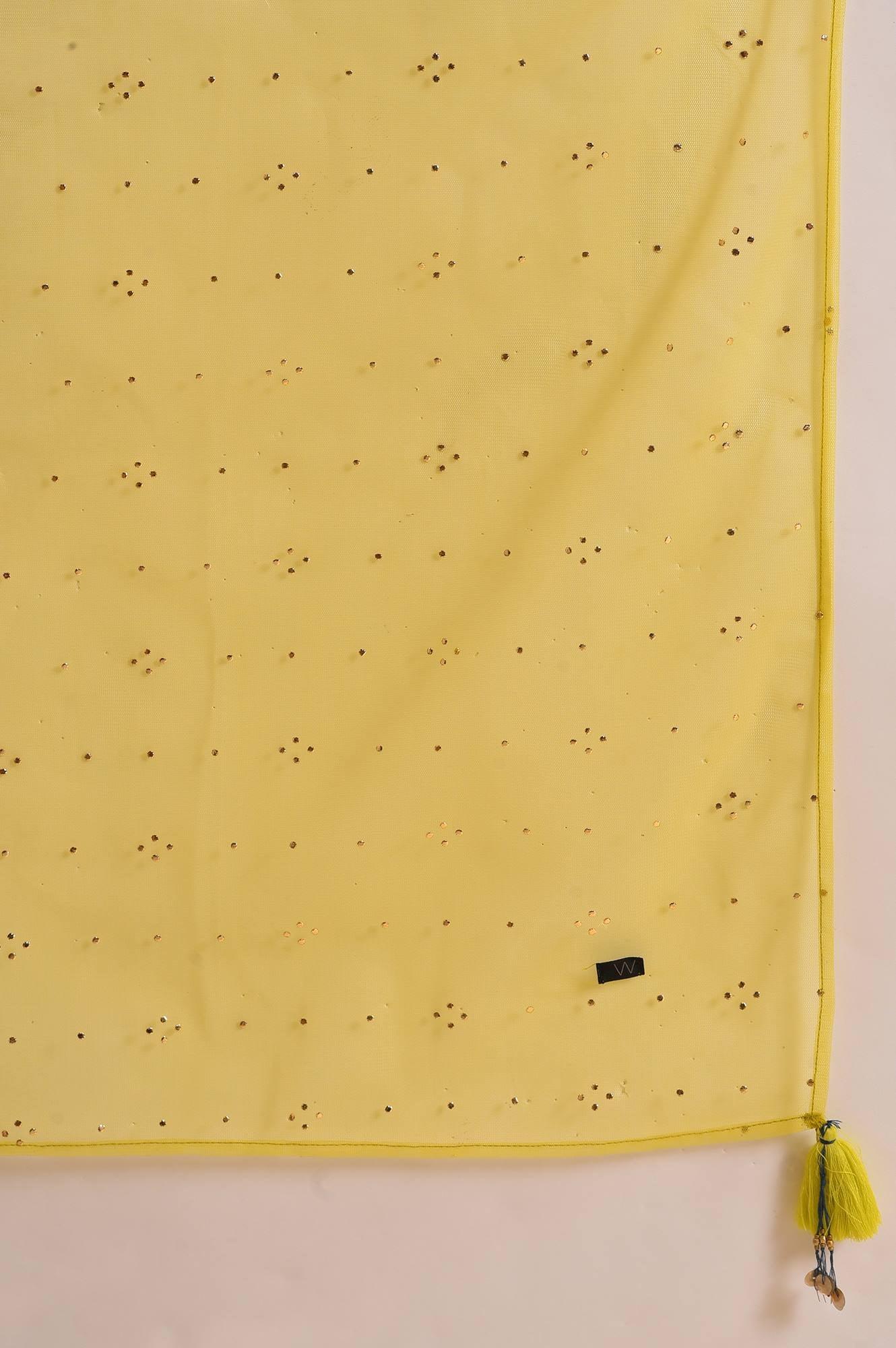 Lime Yellow Printed Long Dress & Dupatta Set - Image 7
