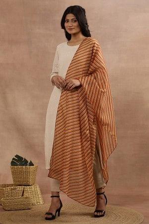 Multi-Coloured Stripe Printed Kota Dupatta - Image 3