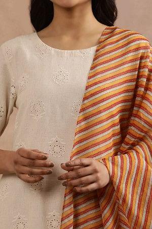 Multi-Coloured Stripe Printed Kota Dupatta - Image 4