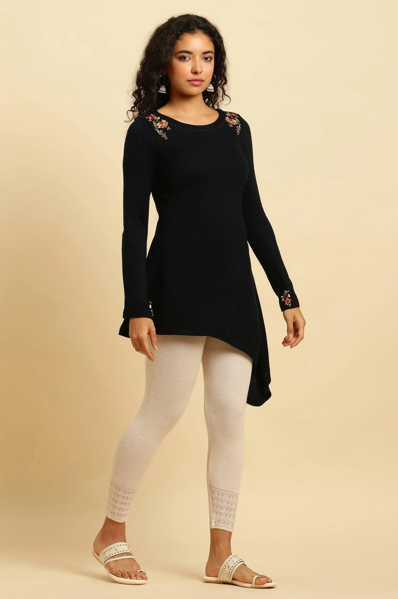 Off White Acrylic Winter Tights - Image 5