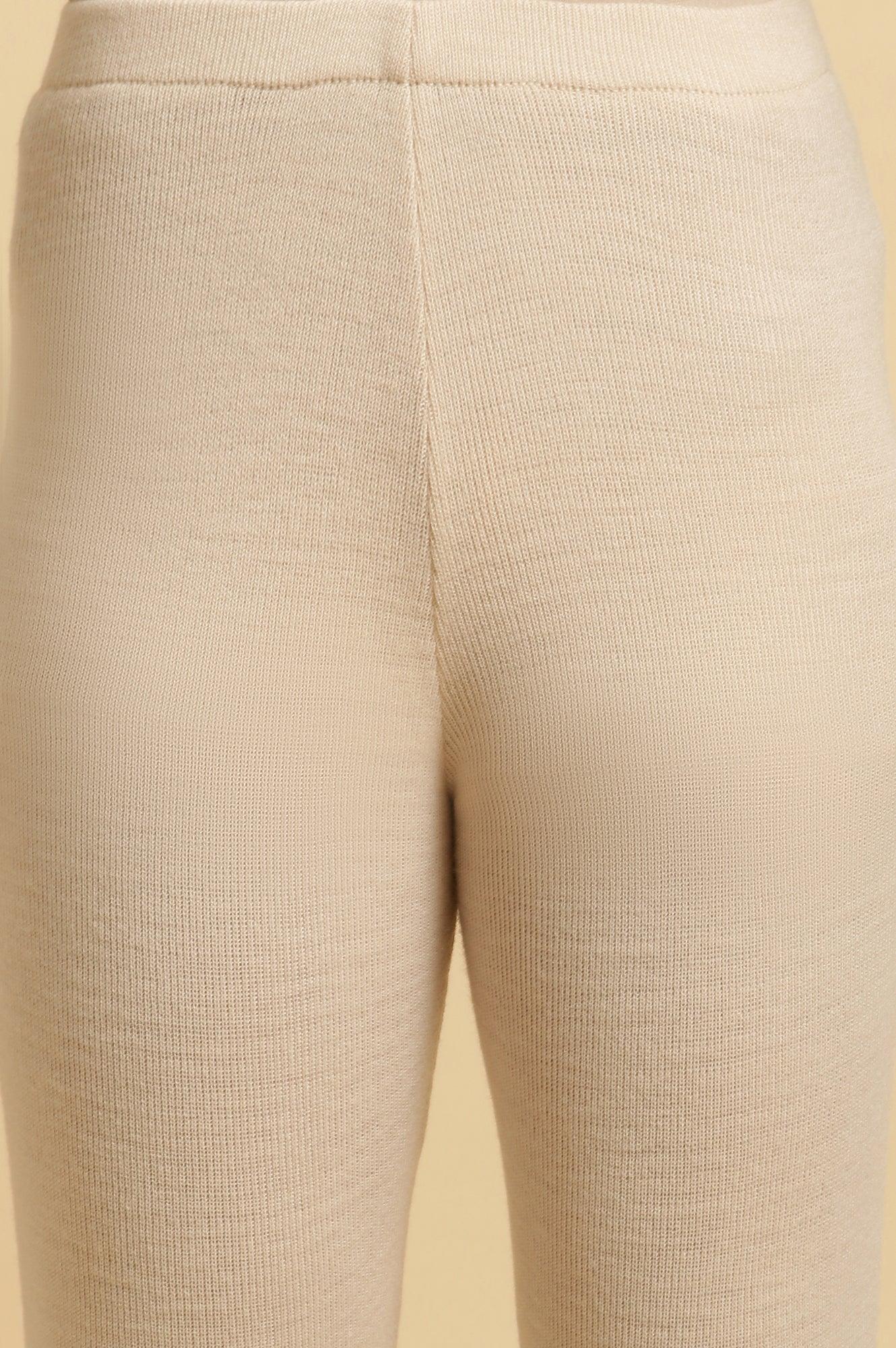 Off White Acrylic Winter Tights - Image 6