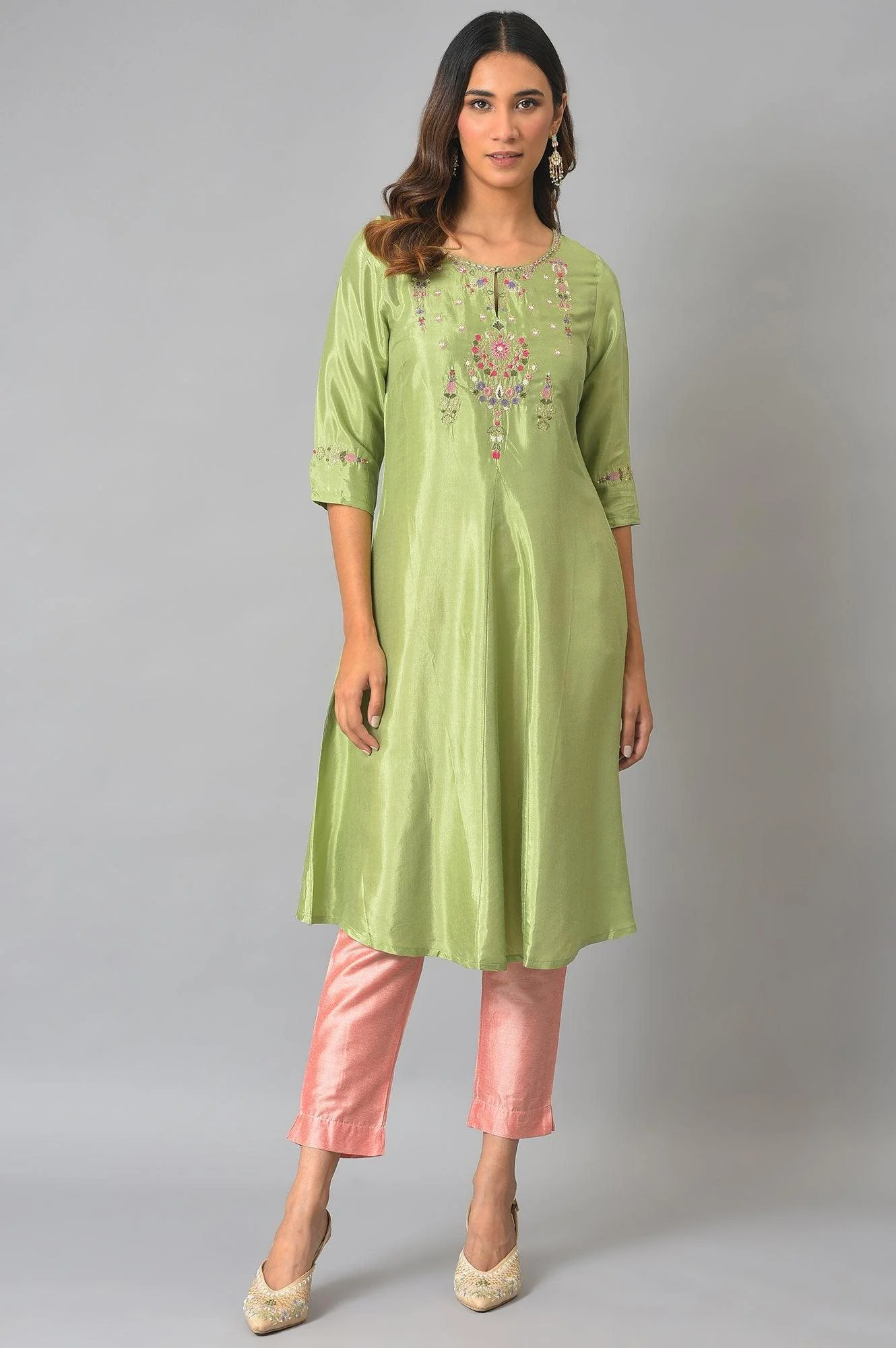 Peach Pink Solid Slim Pants - Image 5