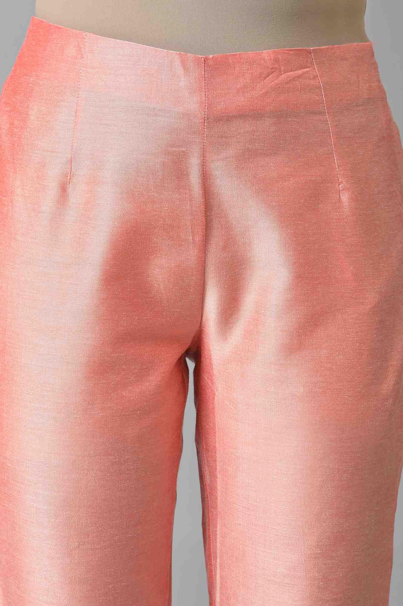 Peach Pink Solid Slim Pants - Image 6