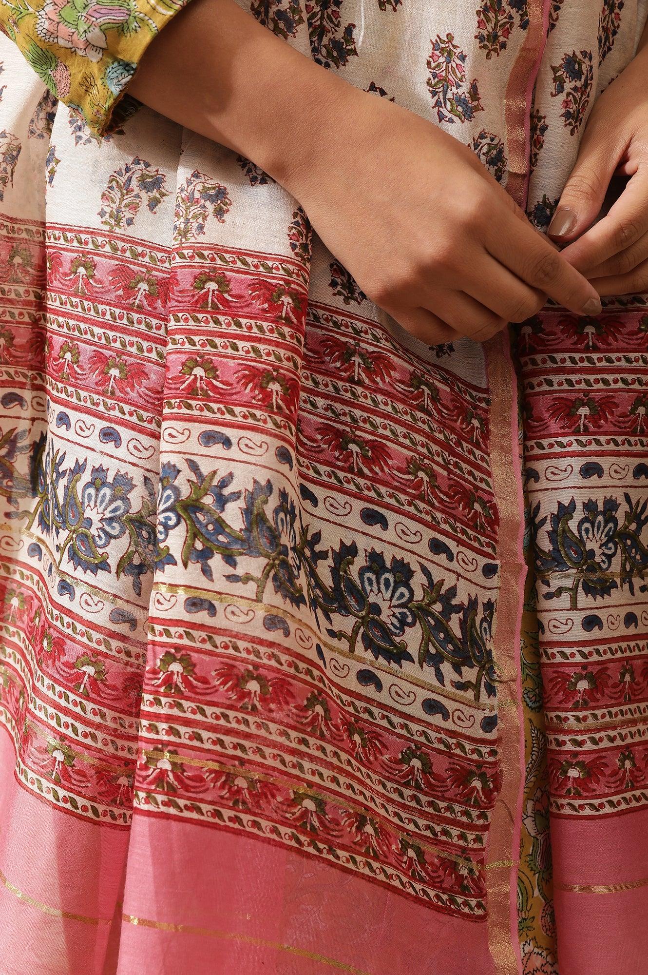 Pink Hand Block Print Drape - Image 5