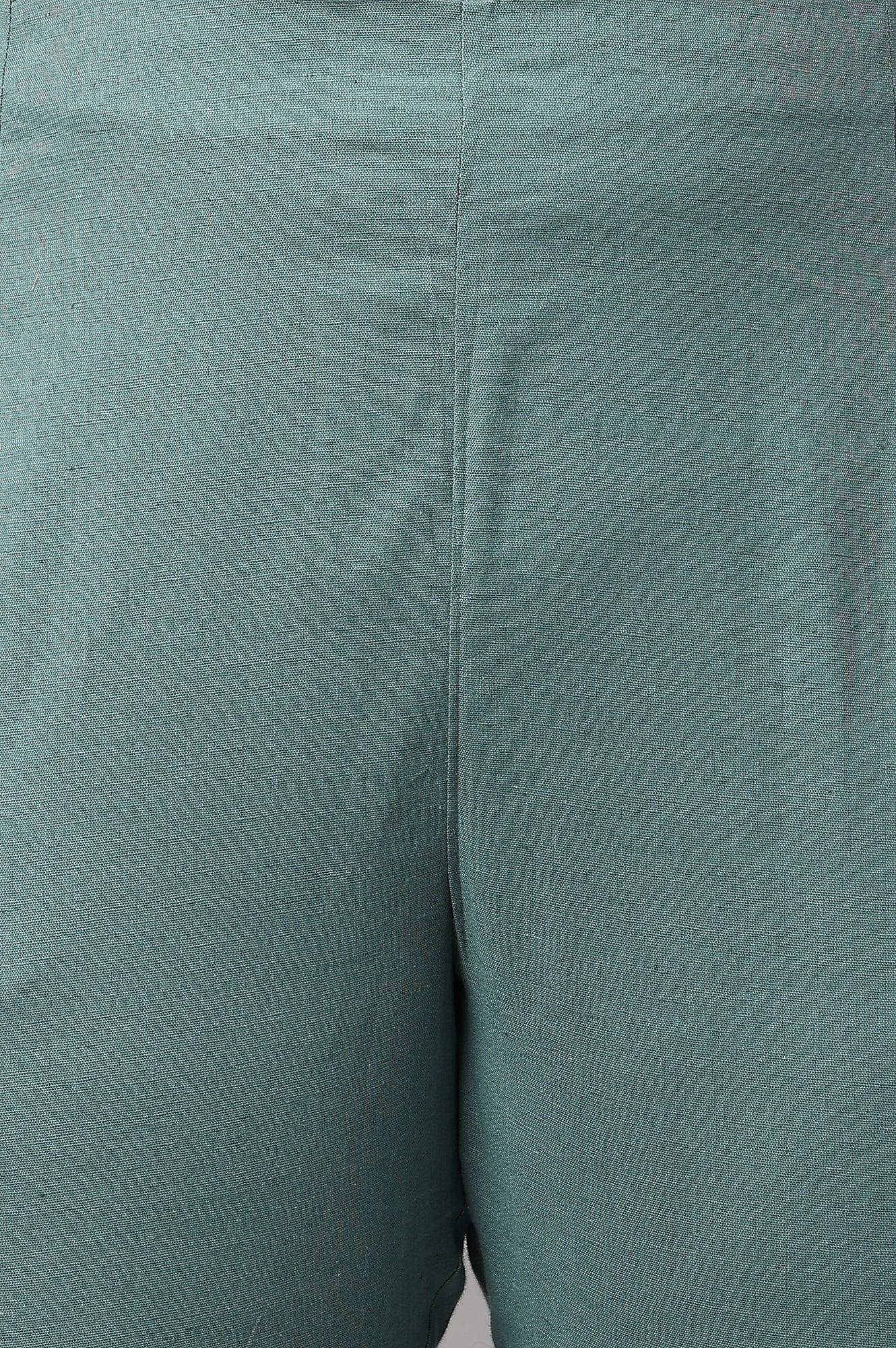 Plus Size Aqua Blue Cotton Blend Slim Pants - Image 5