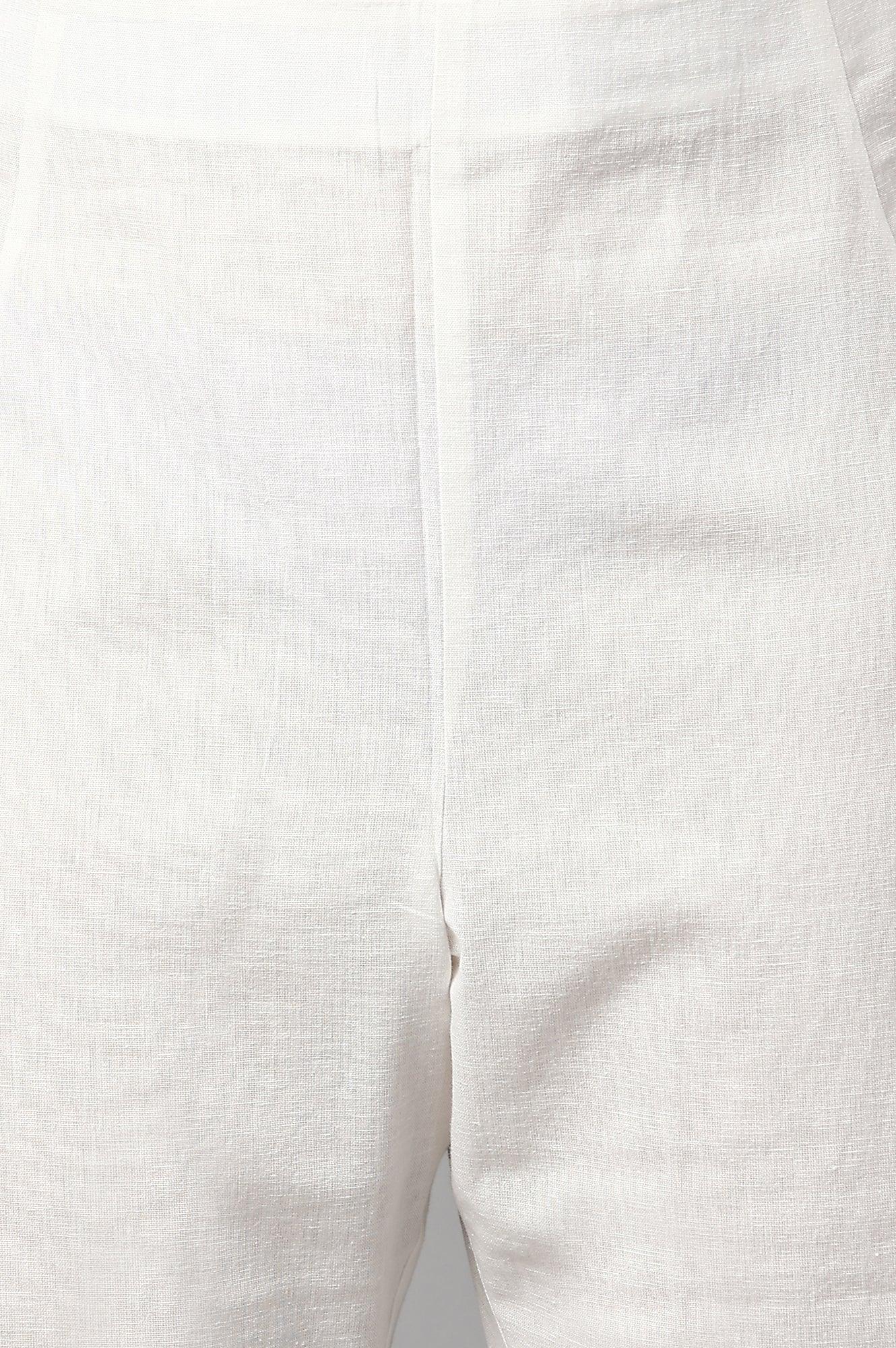 Plus Size Ecru Cotton Blend Slim Pants - Image 5