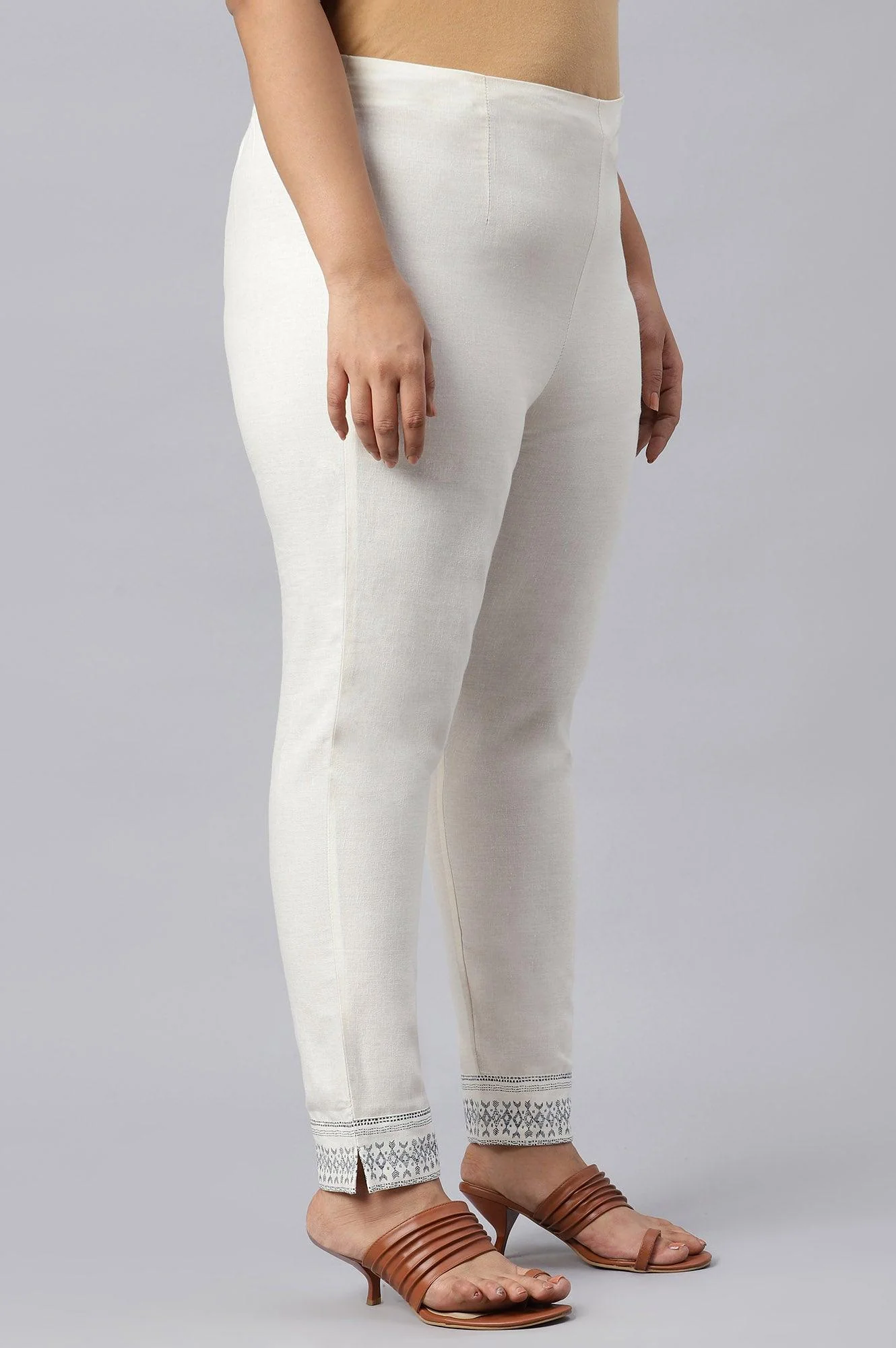 Plus Size Lily White Cotton Blend Slim Pants - Image 4