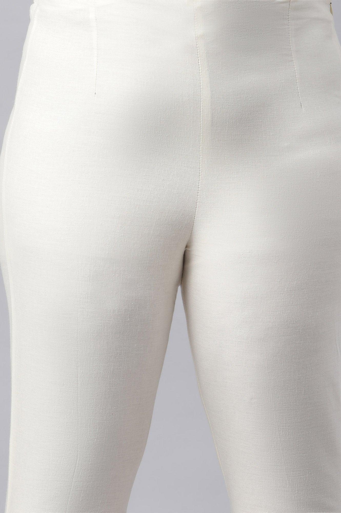 Plus Size Lily White Cotton Blend Slim Pants - Image 6