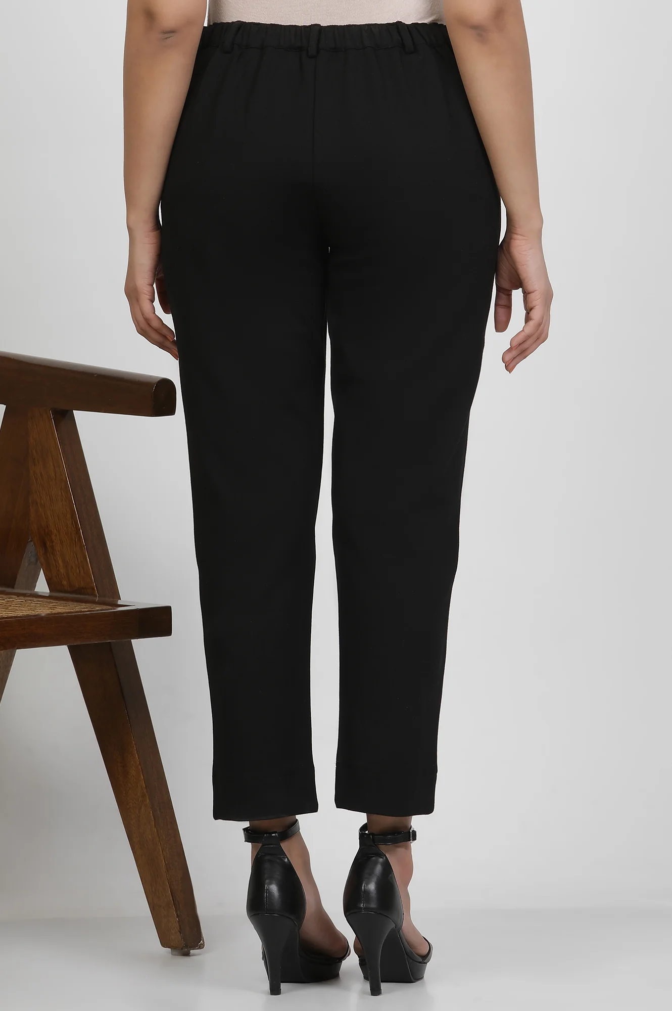 Black Slim-Fit Work Wear Trousers - Image 3
