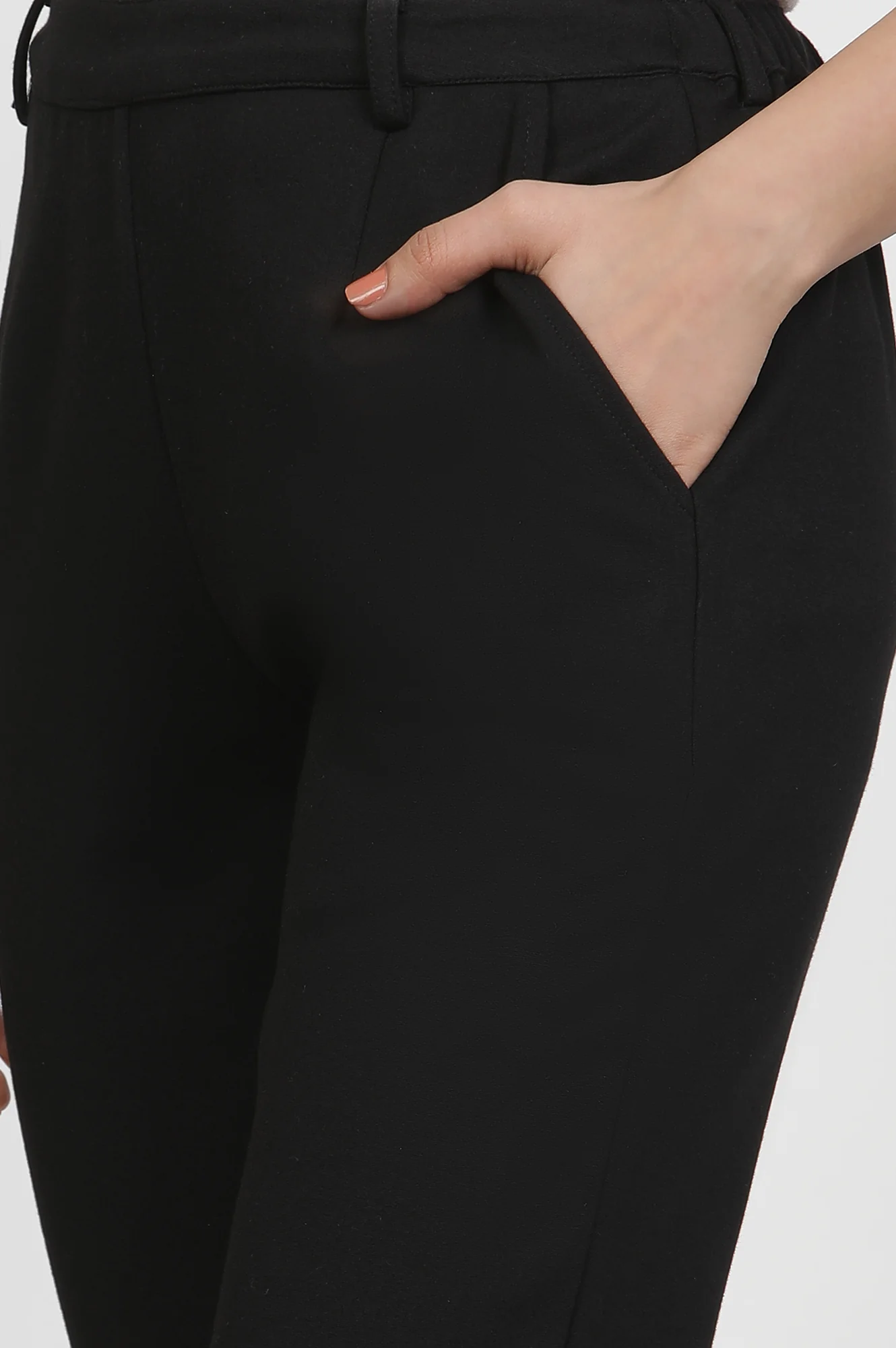 Black Slim-Fit Work Wear Trousers - Image 7