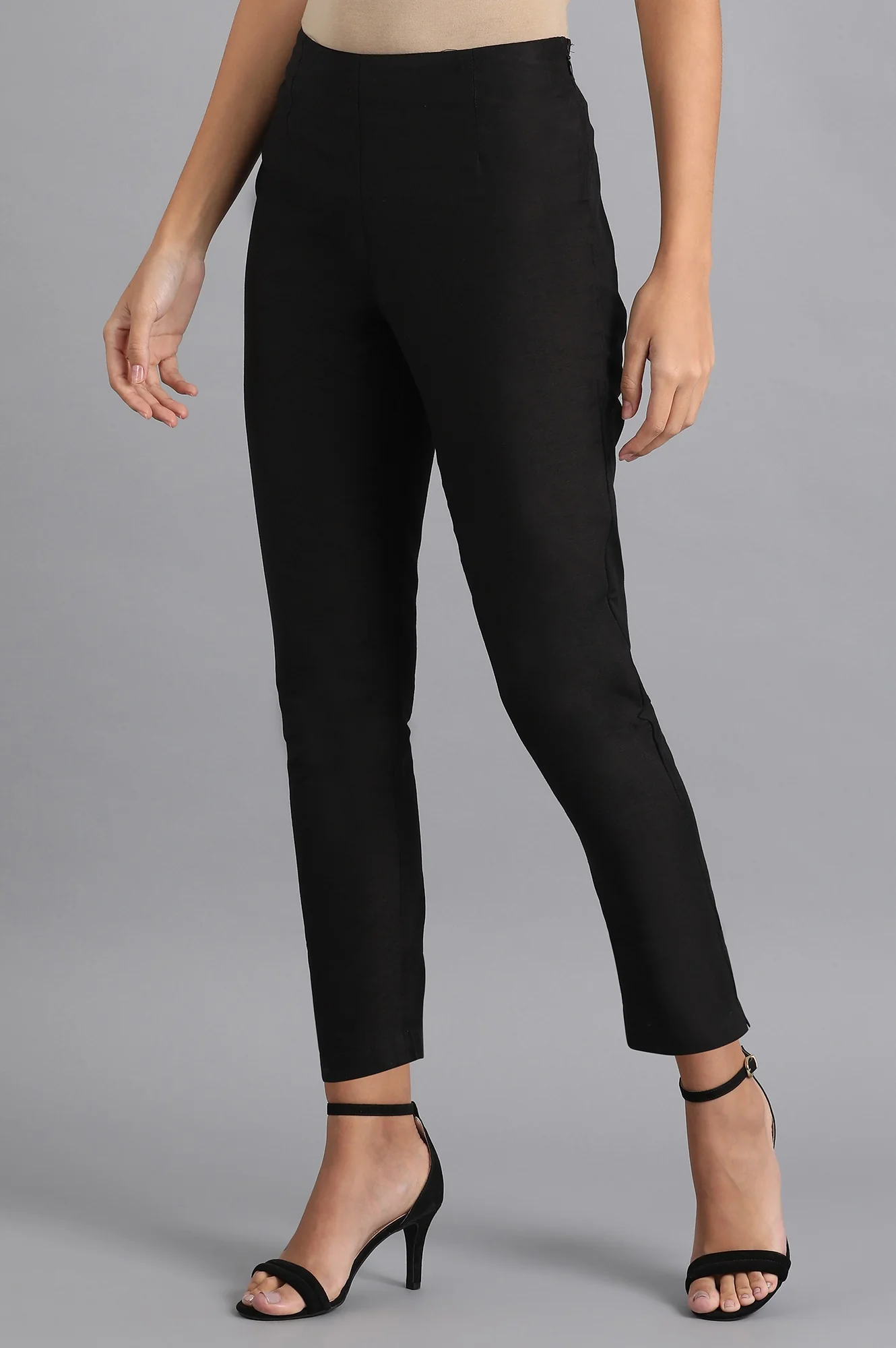 Black Solid Trousers - Image 3