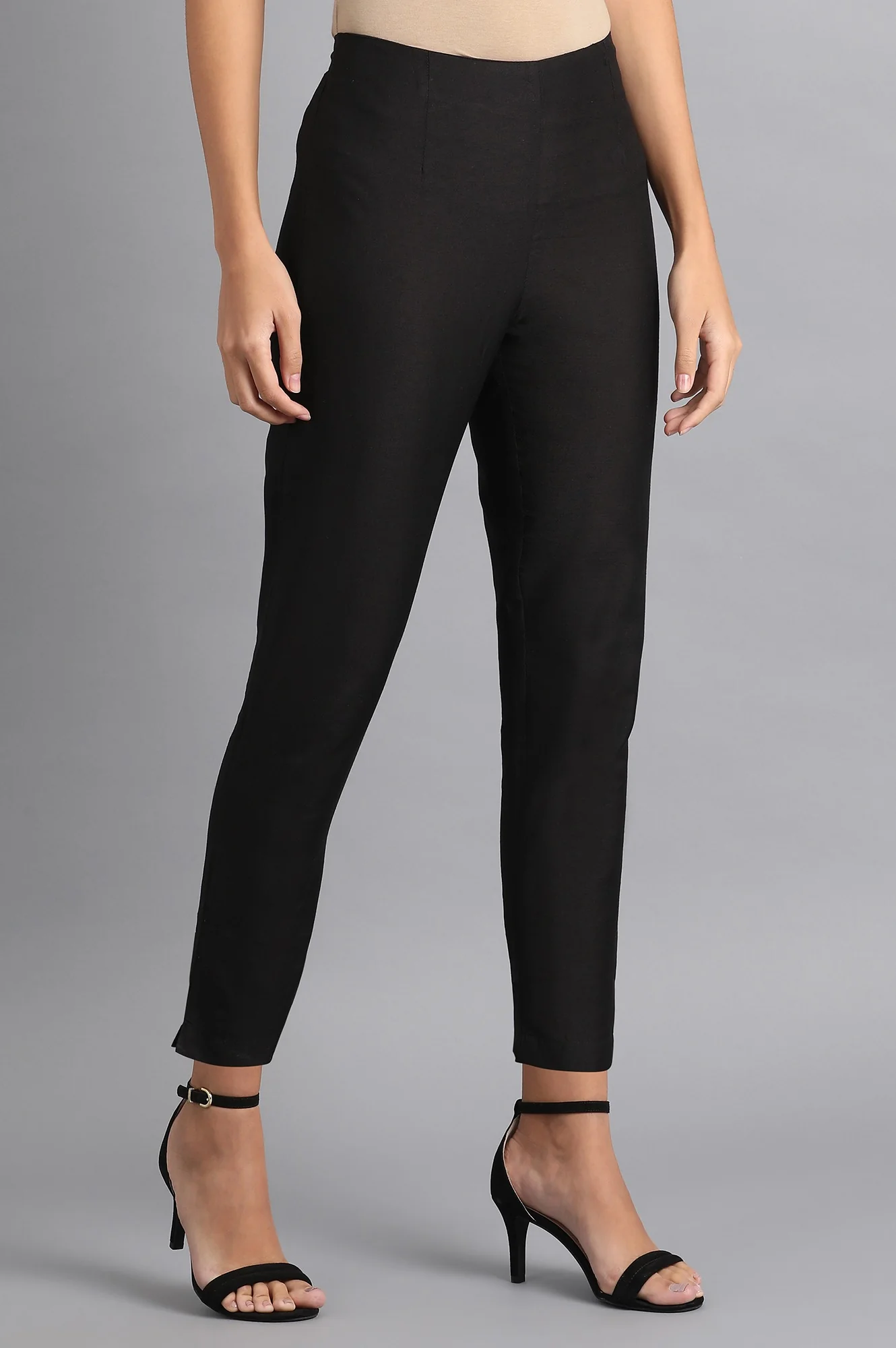 Black Solid Trousers - Image 4