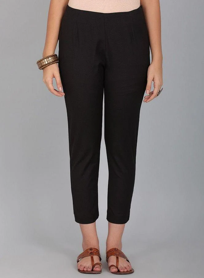 Black Solid Trousers - Image 3