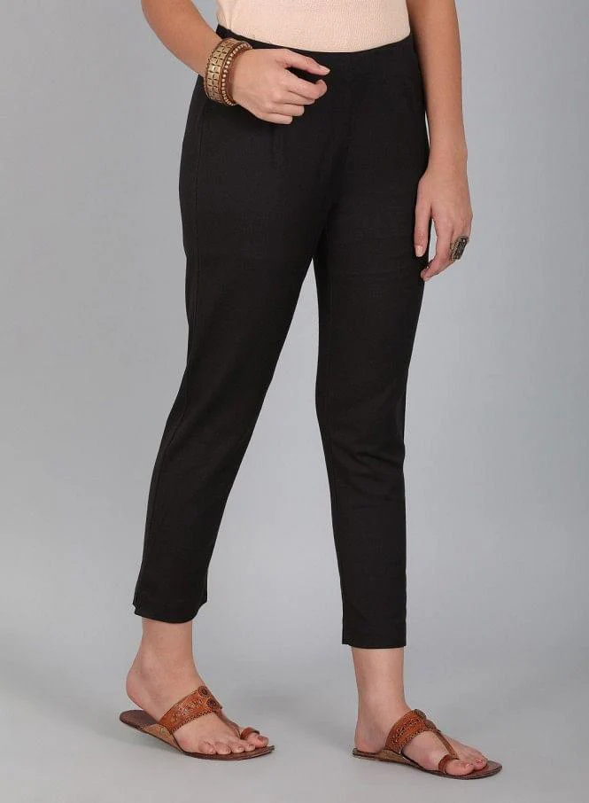 Black Solid Trousers - Image 4