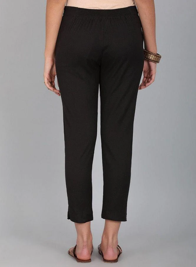 Black Solid Trousers - Image 6