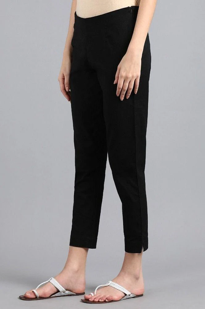 Black Solid Trousers - Image 3