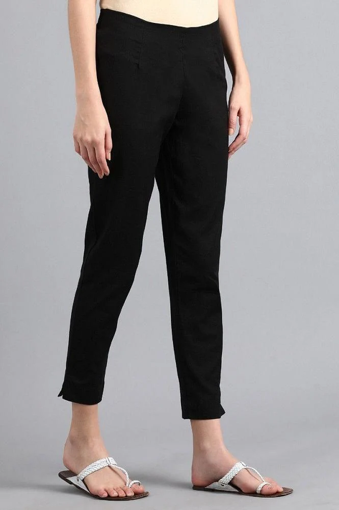 Black Solid Trousers - Image 4