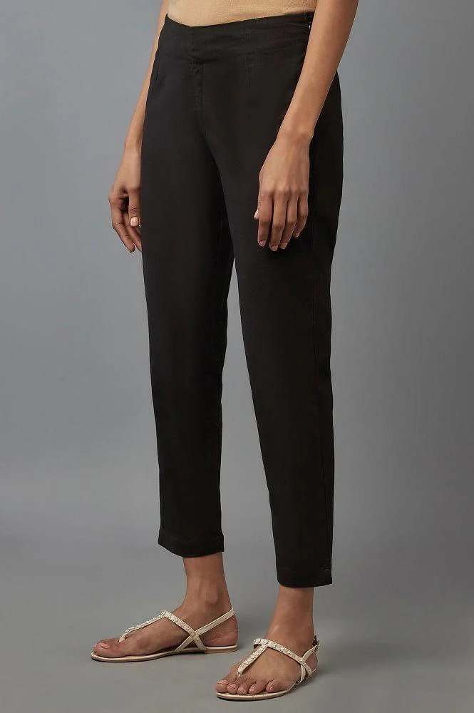 Black Solid Trousers - Image 3