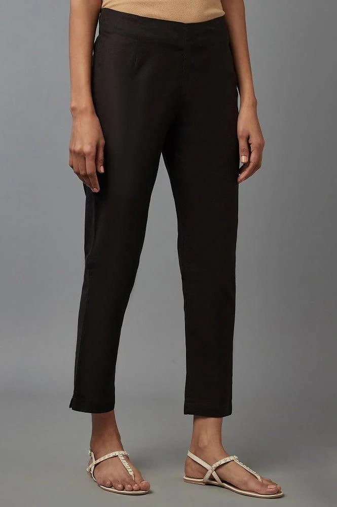 Black Solid Trousers - Image 4