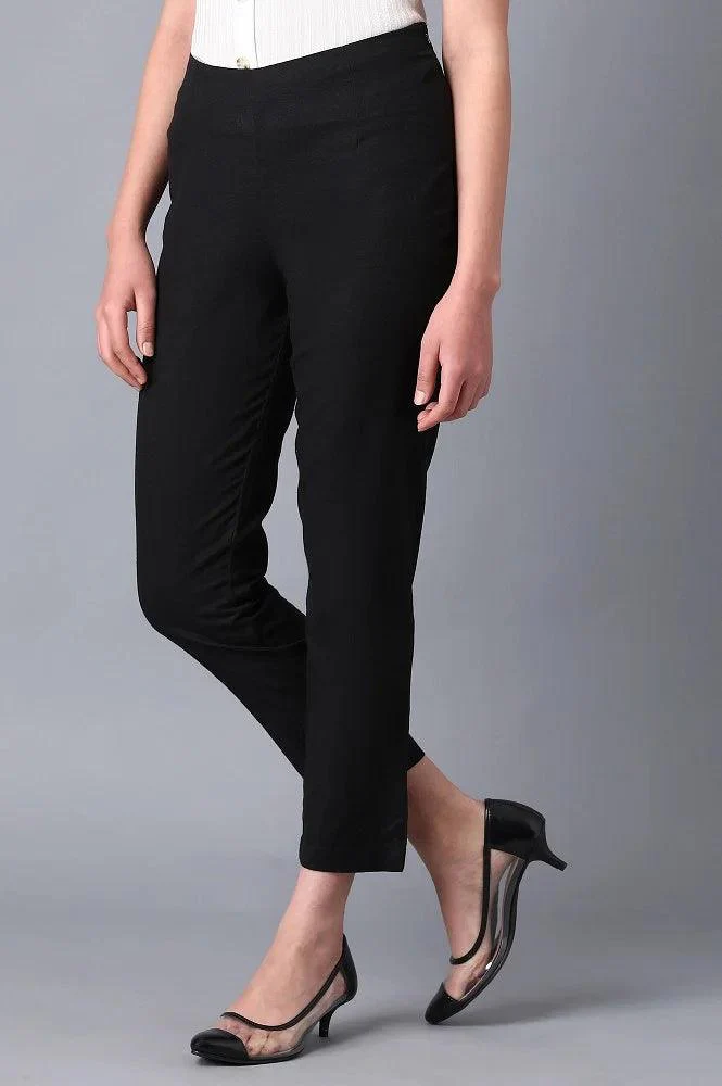 Black Solid Trousers - Image 3
