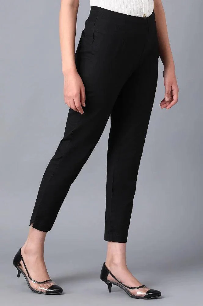 Black Solid Trousers - Image 4