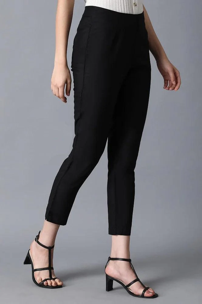 Black Solid Trousers - Image 4