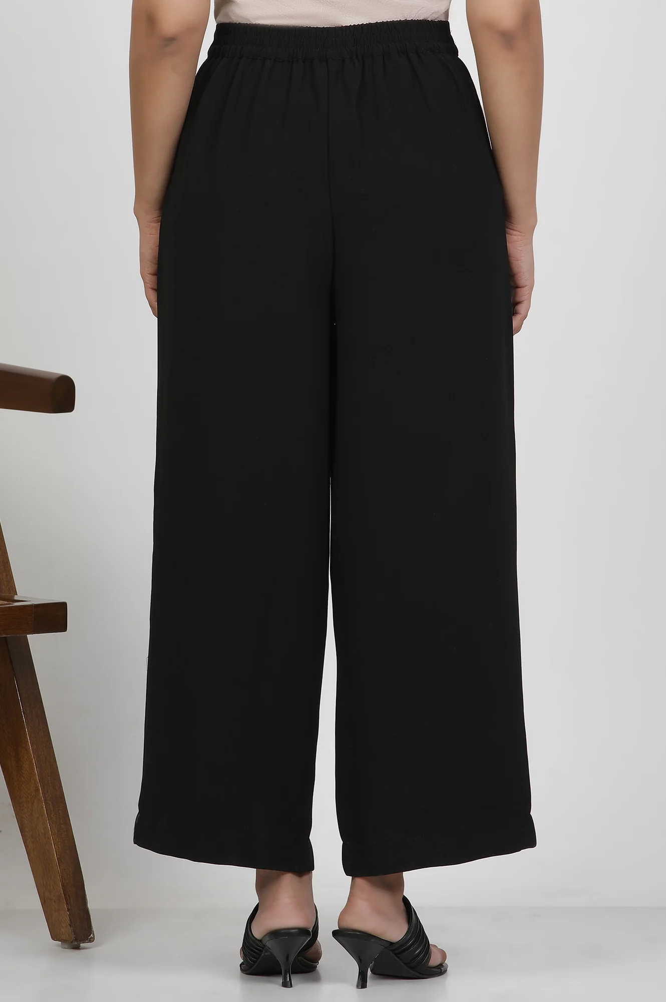 Black Straight Trouser With Front Pintuck - Image 3