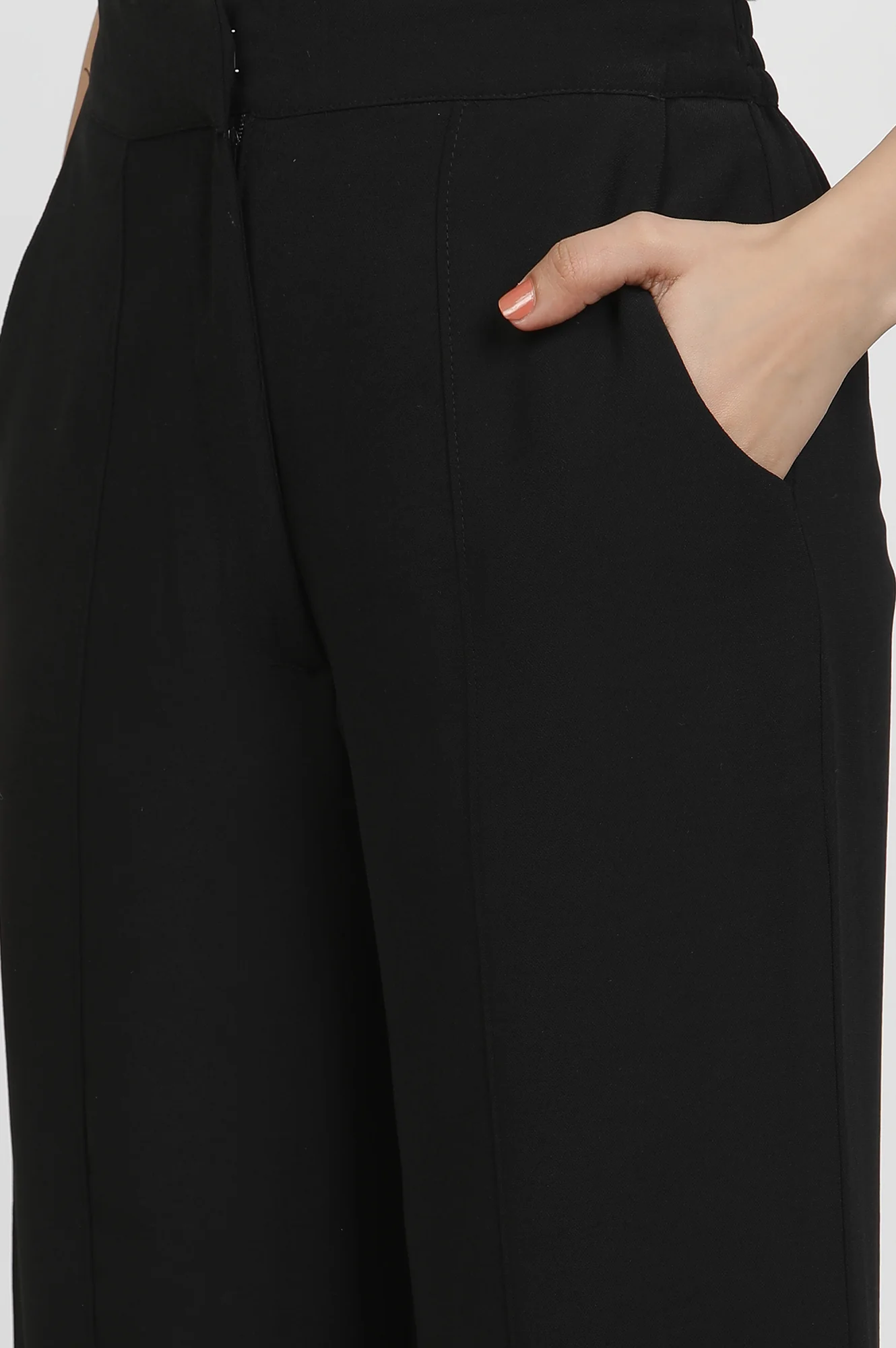 Black Straight Trouser With Front Pintuck - Image 7