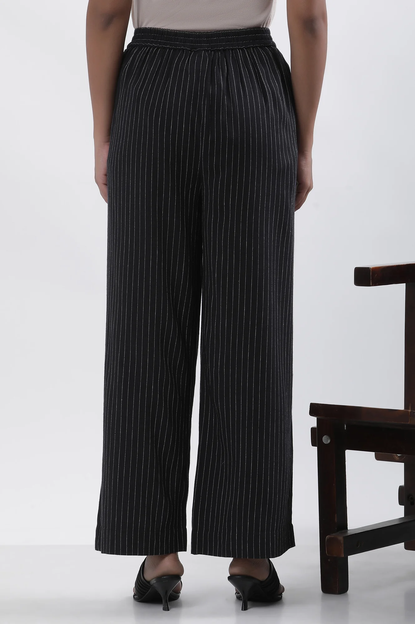 Black Stripe Casual Straight Trouser - Image 3