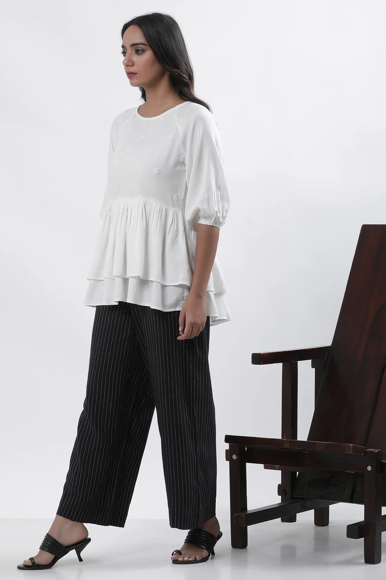 Black Stripe Casual Straight Trouser - Image 5