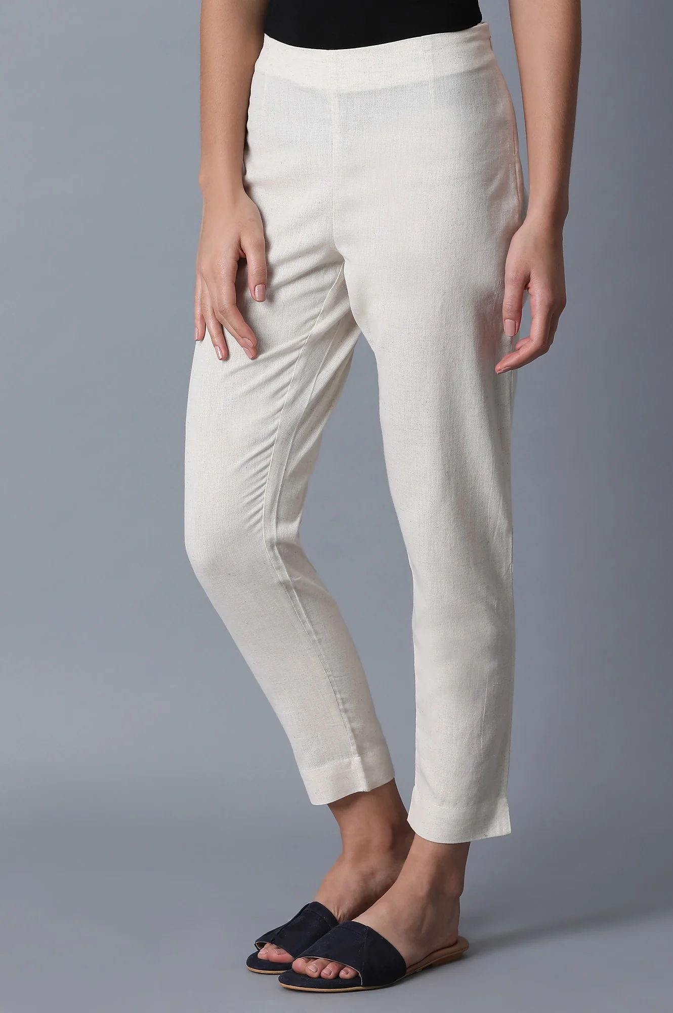 Ecru Fitted Pants - Image 3