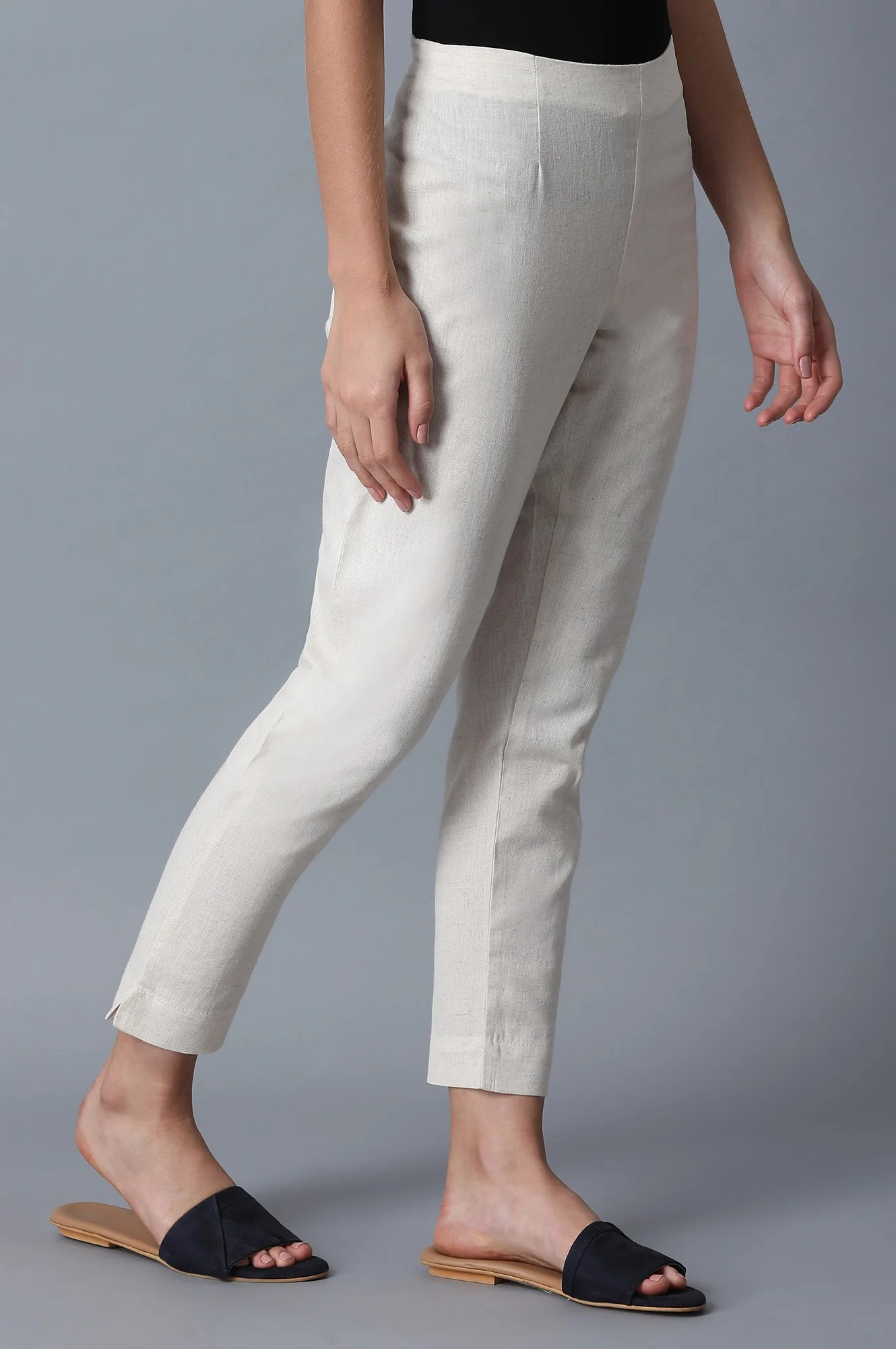 Ecru Fitted Pants - Image 4