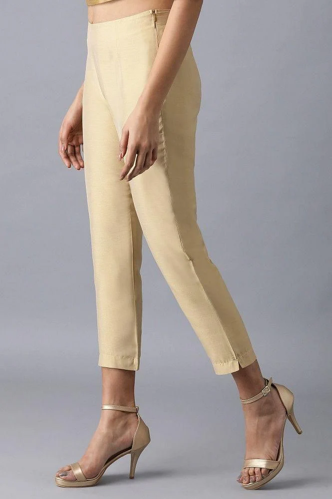 Light Gold Solid Pants - Image 3