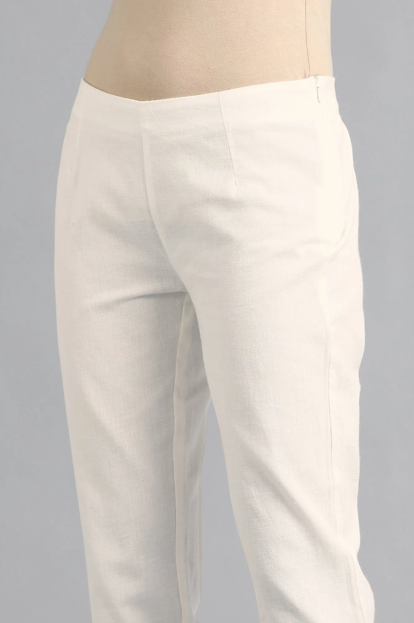 White Solid Trousers - Image 6